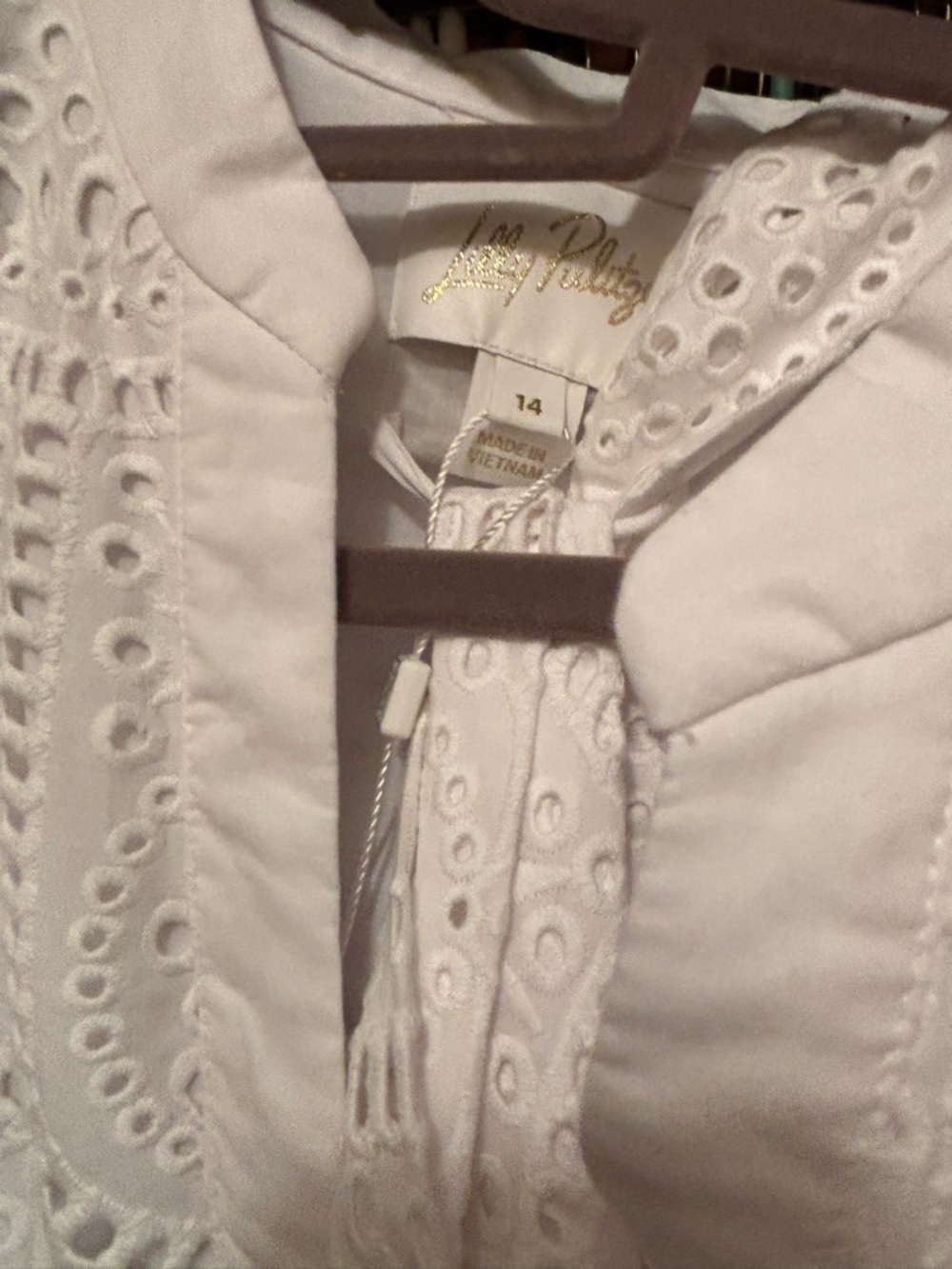 Lilly Pulitzer White Eyelet Puff-Sleeve Tie Mini Dress - Picture 7 of 8
